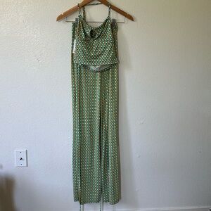 NWT Kohls retro resort green orange and white halter top and pant set